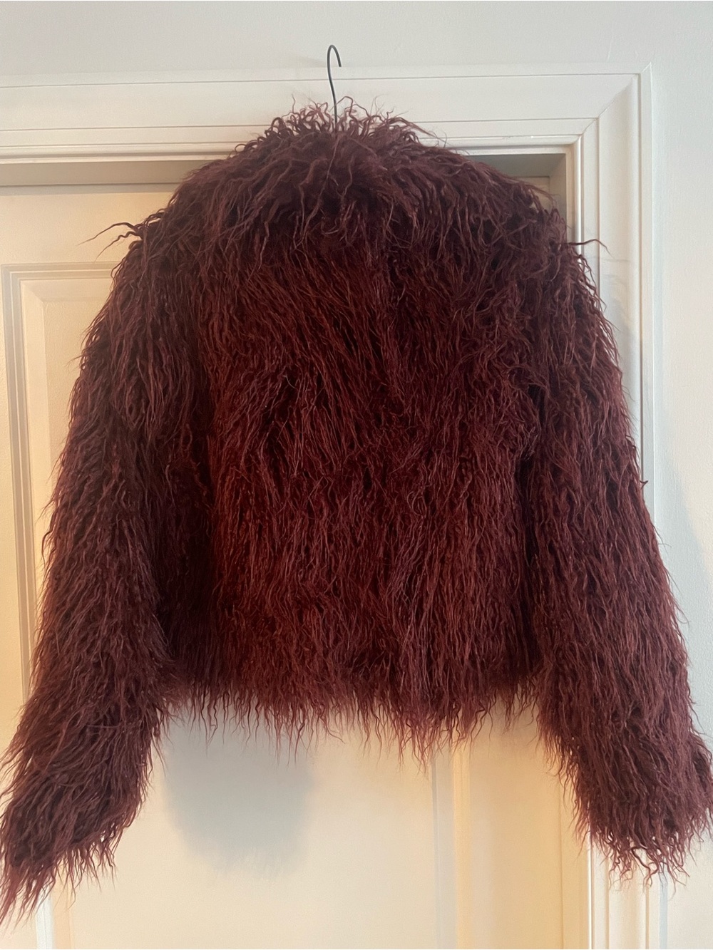 wild fable Faux Fur Shag Jacket in Deep Wine - Picture 2 of 4